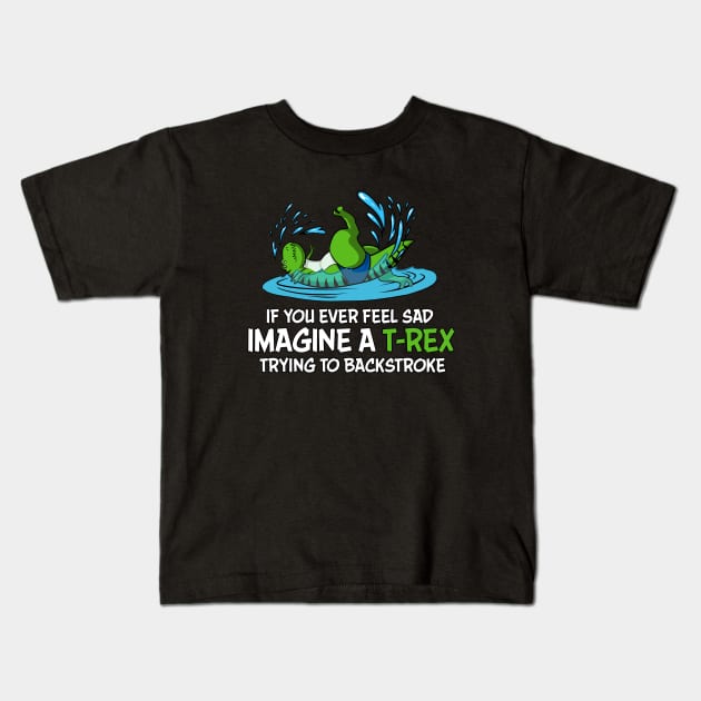 T-Rex Hates Backstroke Swimming Kids T-Shirt by underheaven